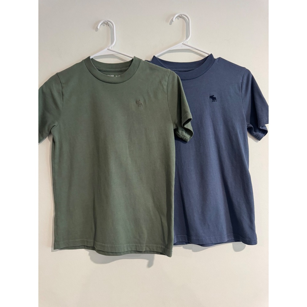 Abercrombie Kids A&F Essentials T-Shirt 2-Pack Boys 11 12 Green Blue Moose Logo